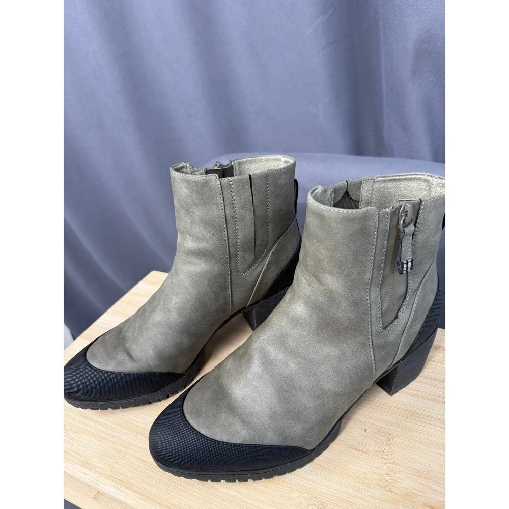 Dr. Scholl's Ankle Boots Olive Green 8.5 M Level Best Block Heel Utility Bootie